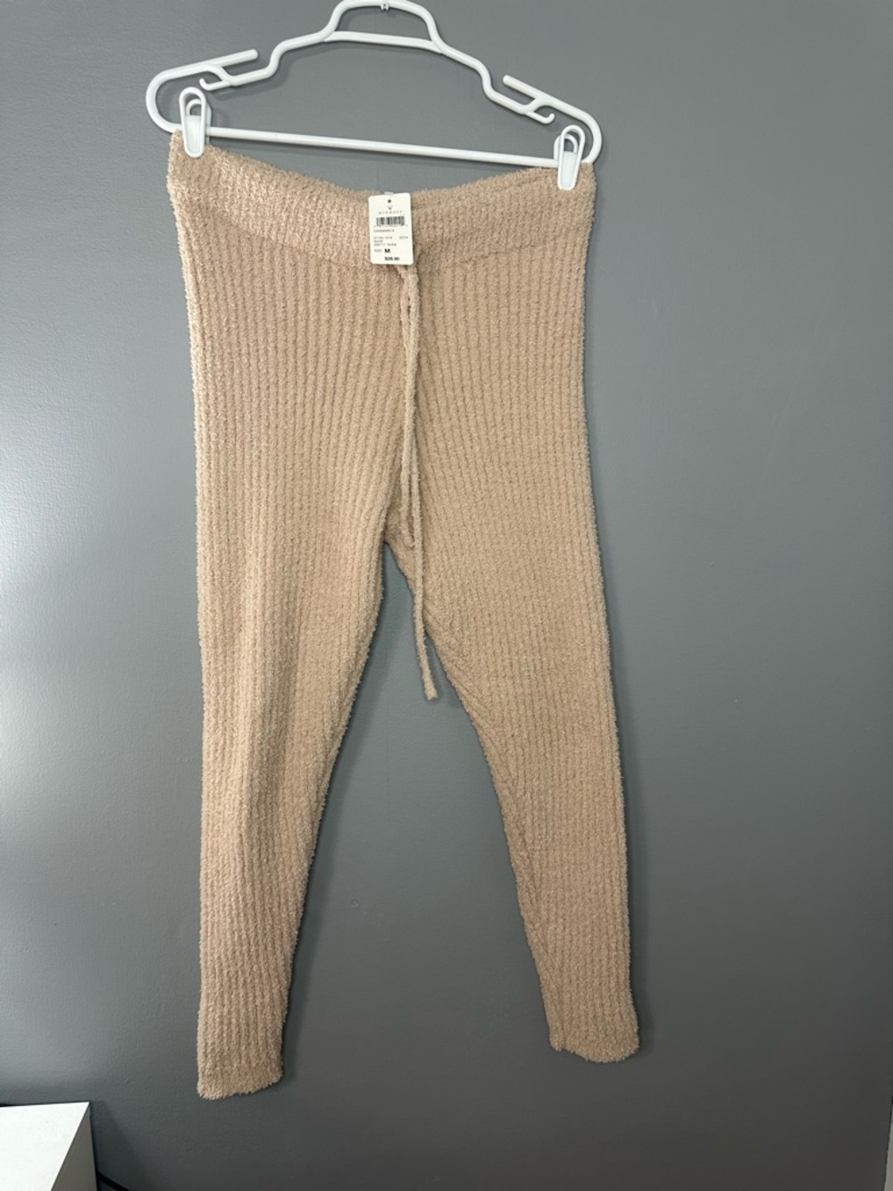 Cozy Knit Drawstring Women’s Bottoms - Beige